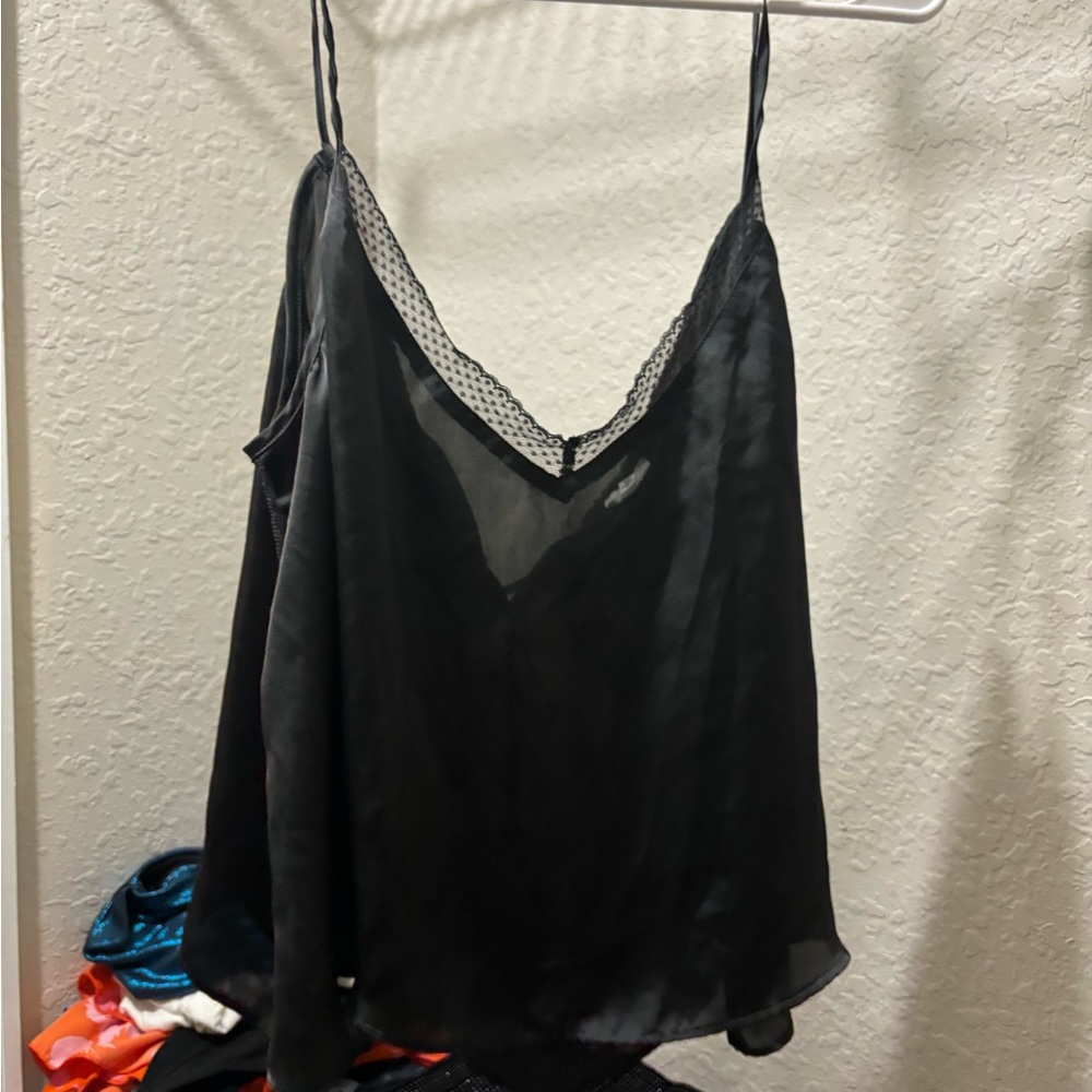 black arrow sleepwear with lace liner on top with adjustable tie straps